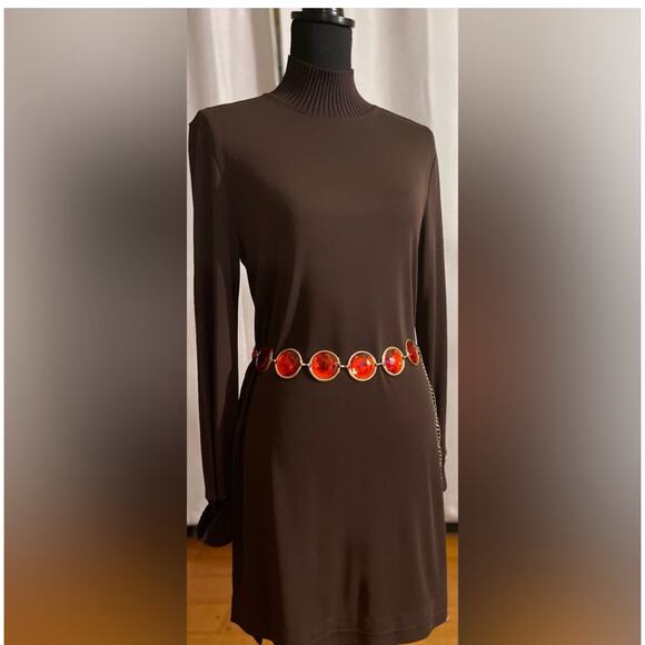 J. Jill Chocolate Brown Turtleneck Dress Sz SP - Picture 3 of 4